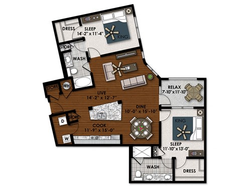 a floor plan of a house with different floors and rooms
